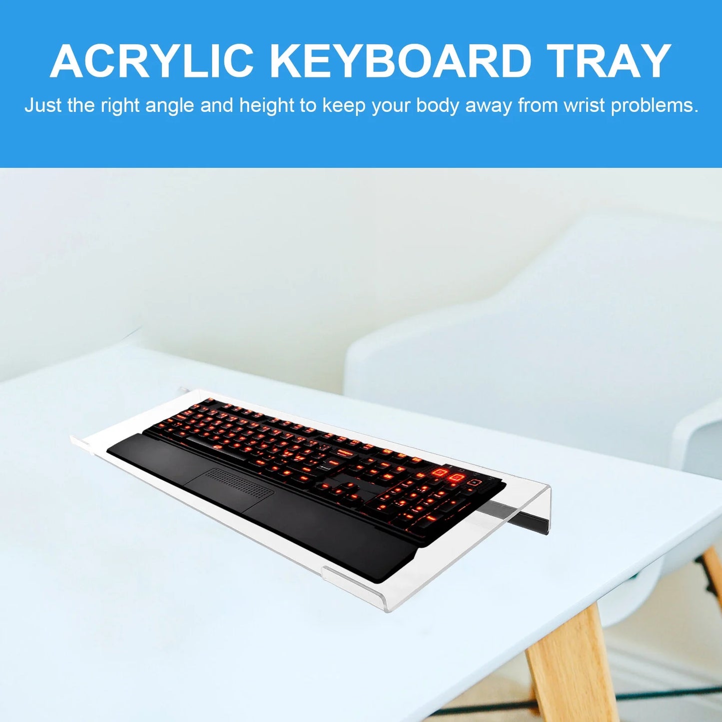 Keyboard Riser Stand Desktop Mouse Clear Adjustable Tray Acrylic Computer Pc Tilting Lifter Desk Holder Platforms