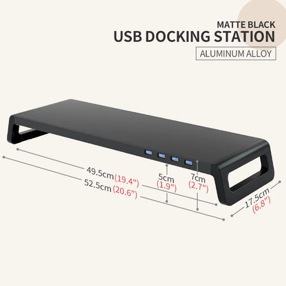 PC Monitor Stand Riser with USB 3.0 Hub Aluminium Alloy Desktop Support Monitor Keyboard Mouse Organizer Assembly Tool Included